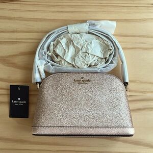 New with Tags Kate Spade Tinsel Glitter Holiday Gold Dome Crossbody